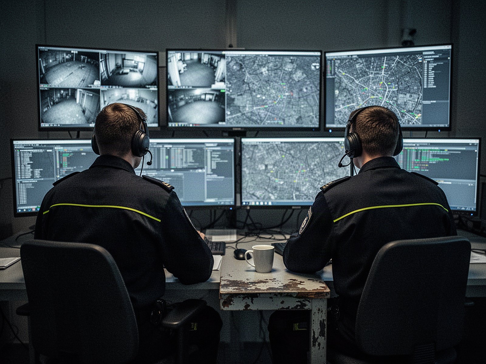 Leitstelle mit Monitoren